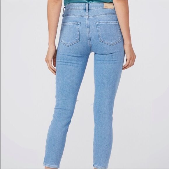 Paige Light Denim Hoxton Crop Fiesta Destructed Jeans Women's 22 New Tags - Picture 3 of 10